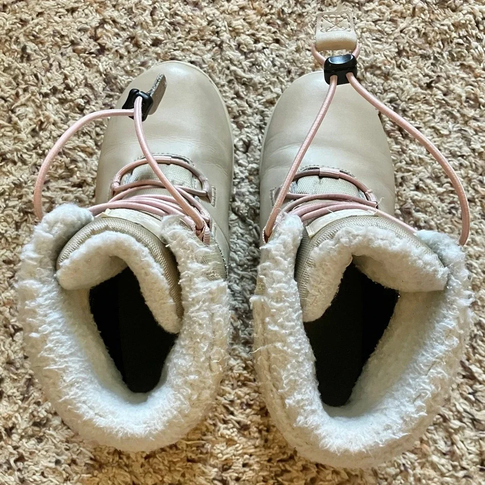Columbia Moritza Winter Snow Boots Youth Sz 3 Tan / Pink Waterproof Insulated